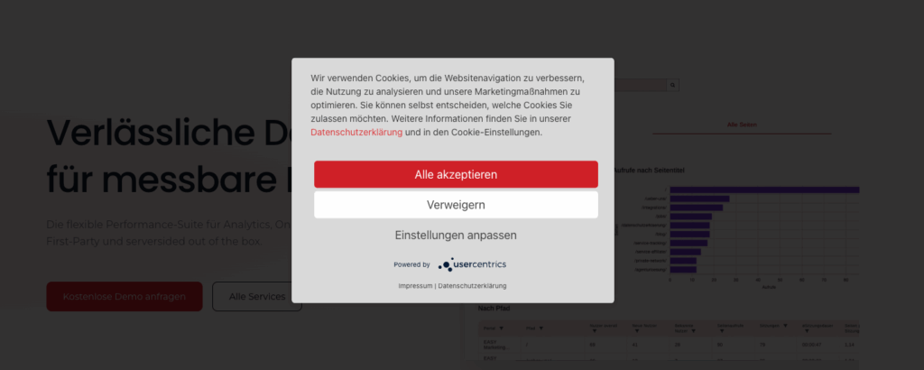 Cookie-Banner auf easy-m.de